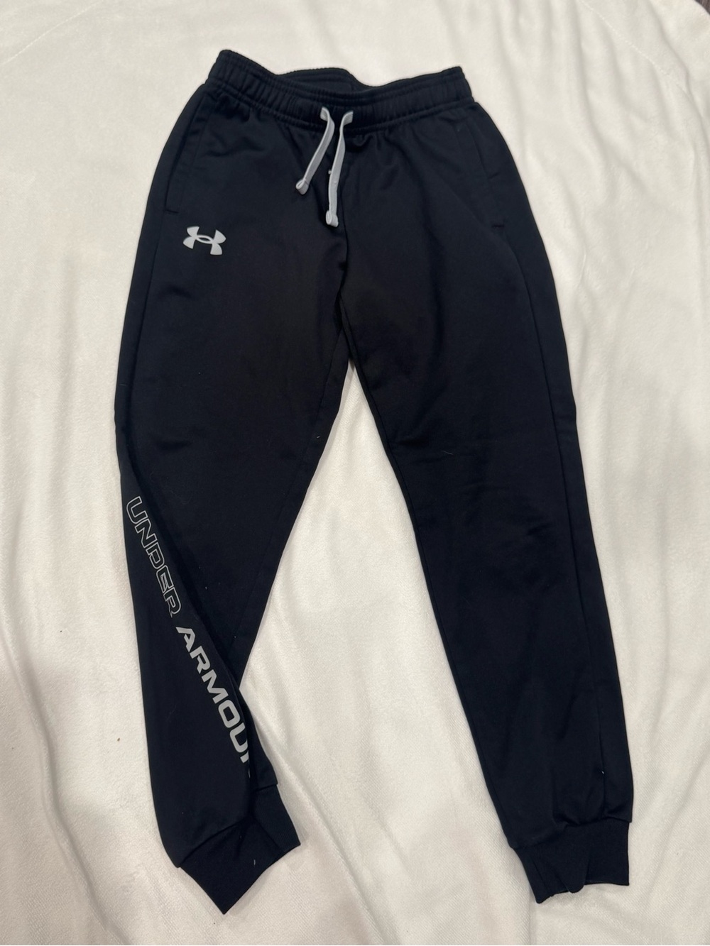 Under Armour Kid's Black Athletic Joggers with Logo Trim